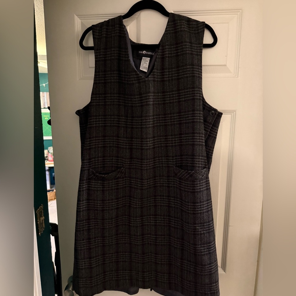 Sag Harbor Black and Gray Plaid Mini Dress